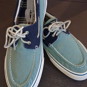 Sperry Men's Teal and Navy Boat Shoes. NEW 1 Blemish Worn Once Men's 10.5M